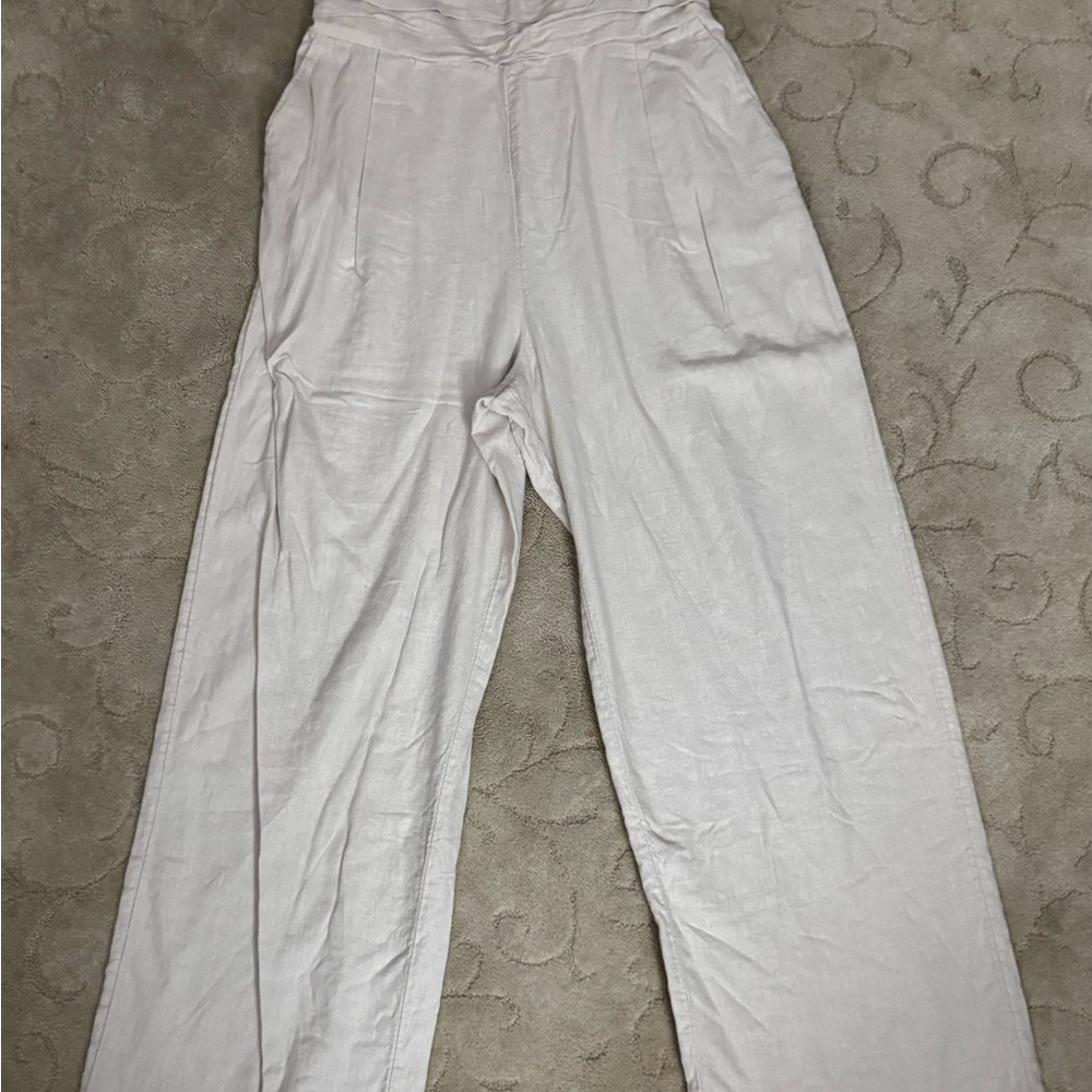 Linen-Blend Ruched Strapless Jumpsuit - Abercrombie & Fitch